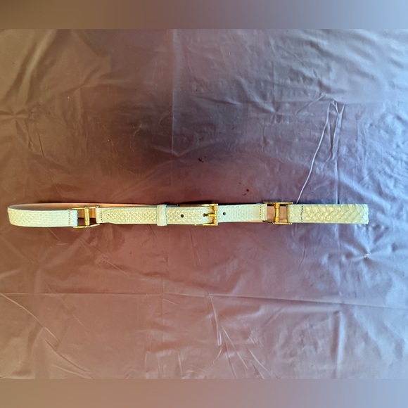 Carlisle Mint Green Genuine Snakeskin/Gold 7/8” Belt Fits 32-36” Waist MSRP $595 - Picture 2 of 8